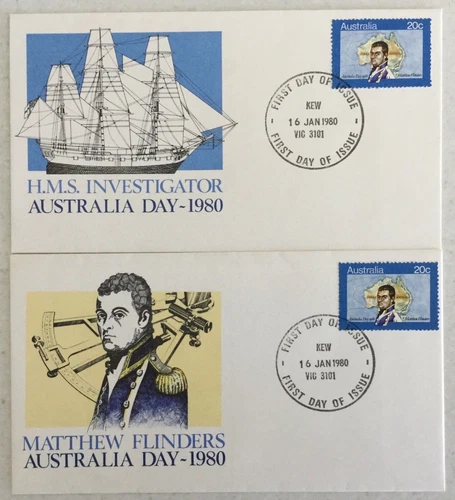 1980 FDC Australia. Australia Day. Various FDI postmarks