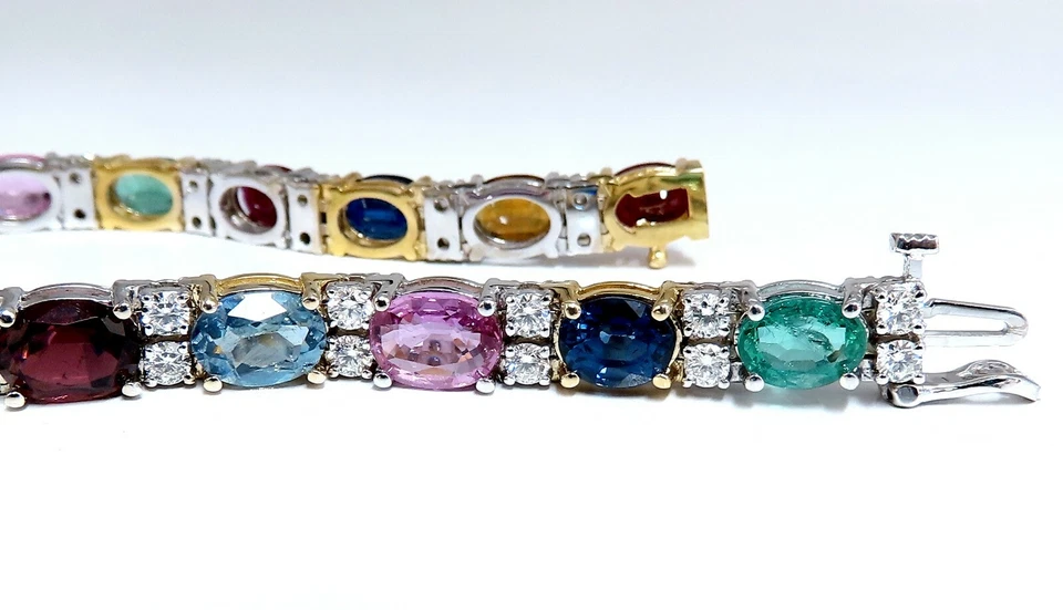 26.50ct Natural Emeralds Aquamarines Red Tourmaline Bracelet 14 Karat Gemline** - Image 3 of 4