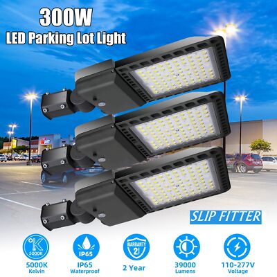LED Parking Lot Lights with Dusk to Dawn Photocell 100-277V, Adjustable Slip Fit