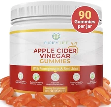 90 Apple Cider Vinegar Gummies Adults Unfiltered ACV Gummy Detox Purify Life
