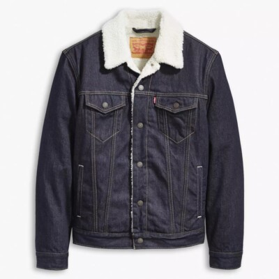 Levis Sherpa Denim Type III Sherpa Trucker Jacket Style # 163650075-Freeshipping
