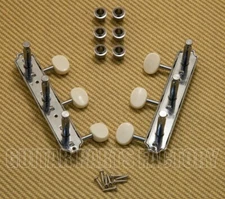 WJ-15IB Chrome Wilkinson 3+3 Lap Steel Guitar Tuners with Ivoroid Buttons