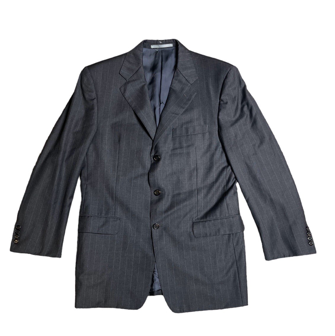 Hickey Freeman Pin Striped Jacket Sport Coat Blazer Mens 42R Black 100% Wool