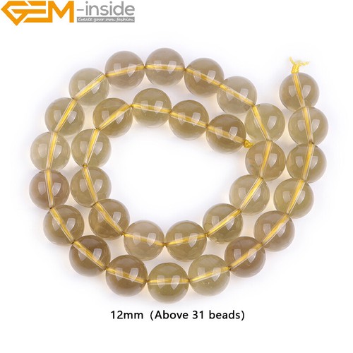 Genuine Natural Lemon Clear Quartz Round Loose Beads Jewellery Making 15" - Picture 6 of 27