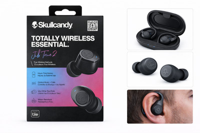 Skullcandy Jib True 2 In-Ear Totally Wireless Earbuds, 33 Hr. Battery - Black