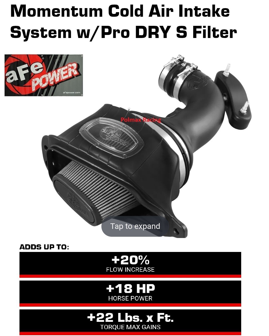 AFE Momentum cold air intake kit DRY S filter 2014-19 Corvette C7 GS base LT1