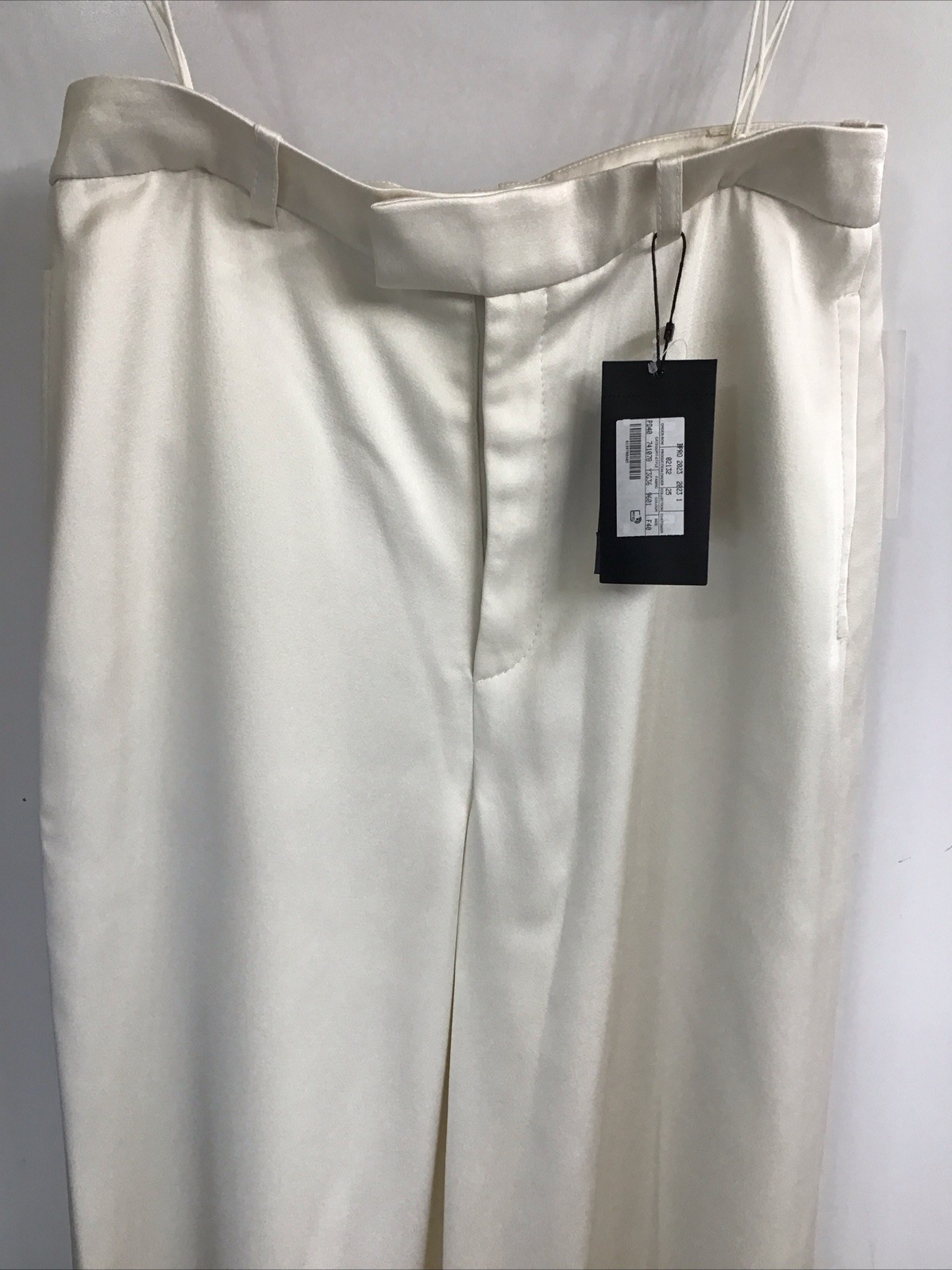 Pantalone Saint Laurent avorio vita alta dritto orlo largo punto nuovo taglia 48 12