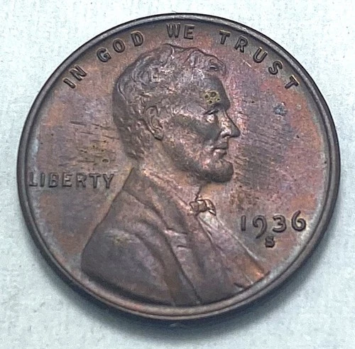 1936-S LINCOLN PENNY - ONE CENT - UNCIRCULATED? - TONING