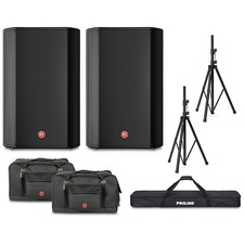 Harbinger VARI V1115 15" Powered Speakers Package With Bags and Stands