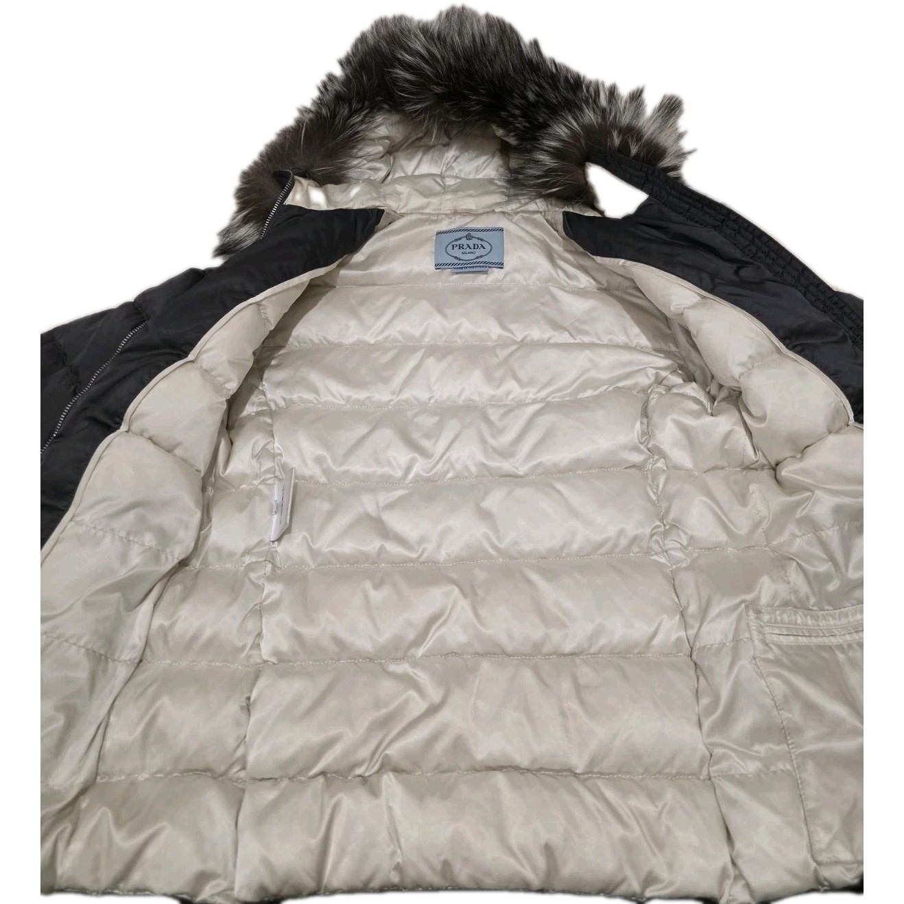 PRADA Womens Puffer Jacket with Fur-Trimmed Hood thumbnail 11