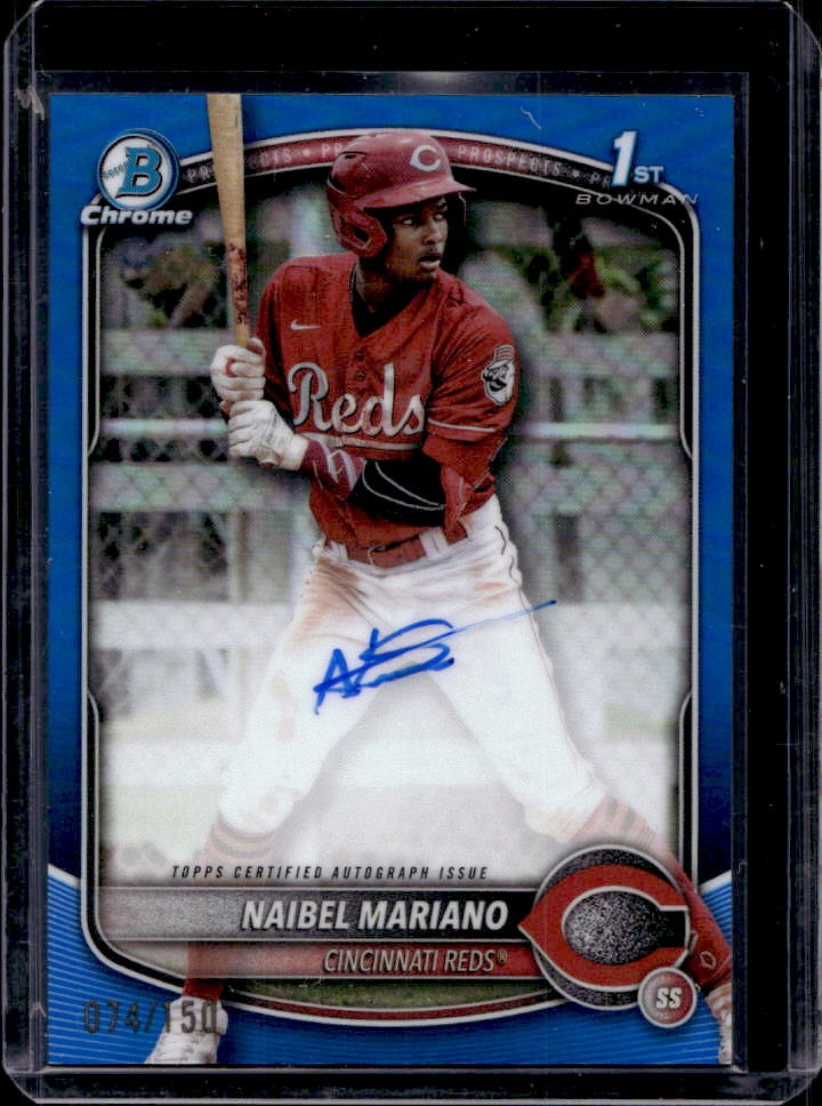 2025 Bowman Naibel Mariano Chrome Auto Blue Refractor 1st #74/150 Reds