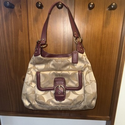 COACH Bag F24742 Campbell Hobo Signature Logo Satchel Purple