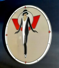 Art Deco 1920's Style Flapper Girl Stained Glass Mirror.  Unique Item  15" X 18"