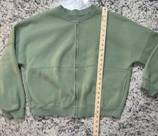 Sweat Suit Women's Lg 2 pc Olive Cropped Zip Jacket Wide Leg Pant