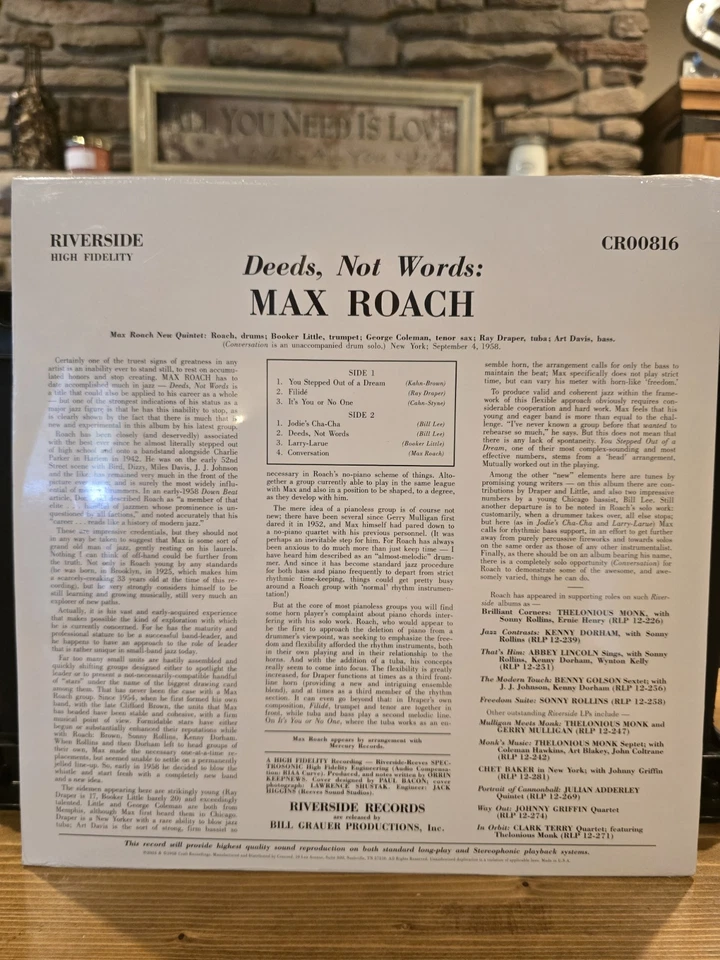 Max Roach - Deeds, Not Words (2024) RSD Limited Edition MONO 180g Vinyl LP NEW - Image 2 of 3