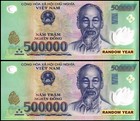 1 Million VND 2 x 500.000 ONE MILLION VIETNAMESE DONG VIETNAM MONEY Guaranteed