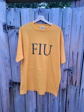 Vintage Y2K FIU Shirt Size XL Florida International University Yellow Navy Blue 