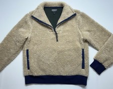 J. Crew Nordic Sherpa Fleece Half Zip Pullover Mens Size Medium Beige Deep Pile
