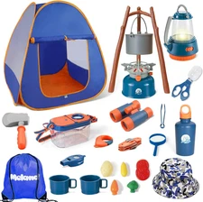 Kids Camping Set with Tent - Camping Gear Toy with Pretend Play Outdoor Toy for 