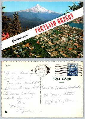 #ad Continental Portland Oregon City View Postcard $4.83