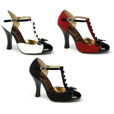 Pleaser Pin Up Couture T-Strap Pumps Mini Bow High Heels Adult Women Smitten10