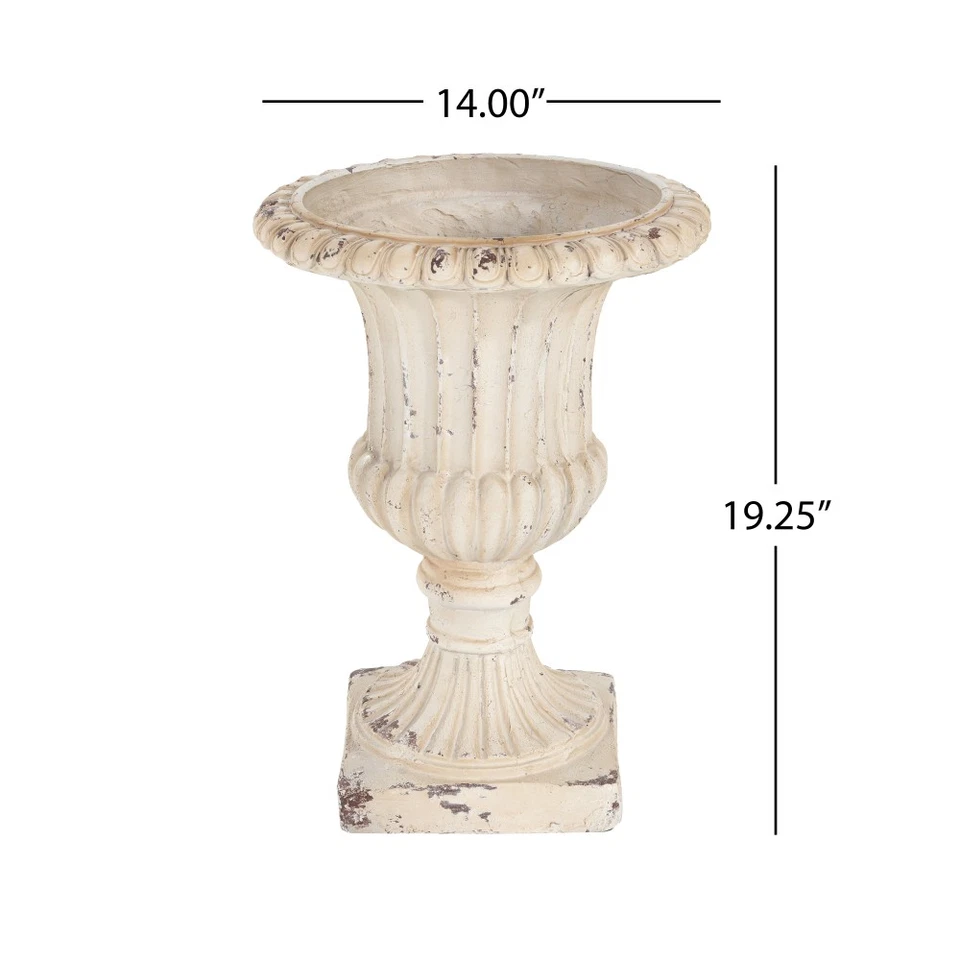 Urna de jardín MGO, blanca antigua, 19,25"" H, producto de caja única de óxido de magnesio Foto 4 de 4