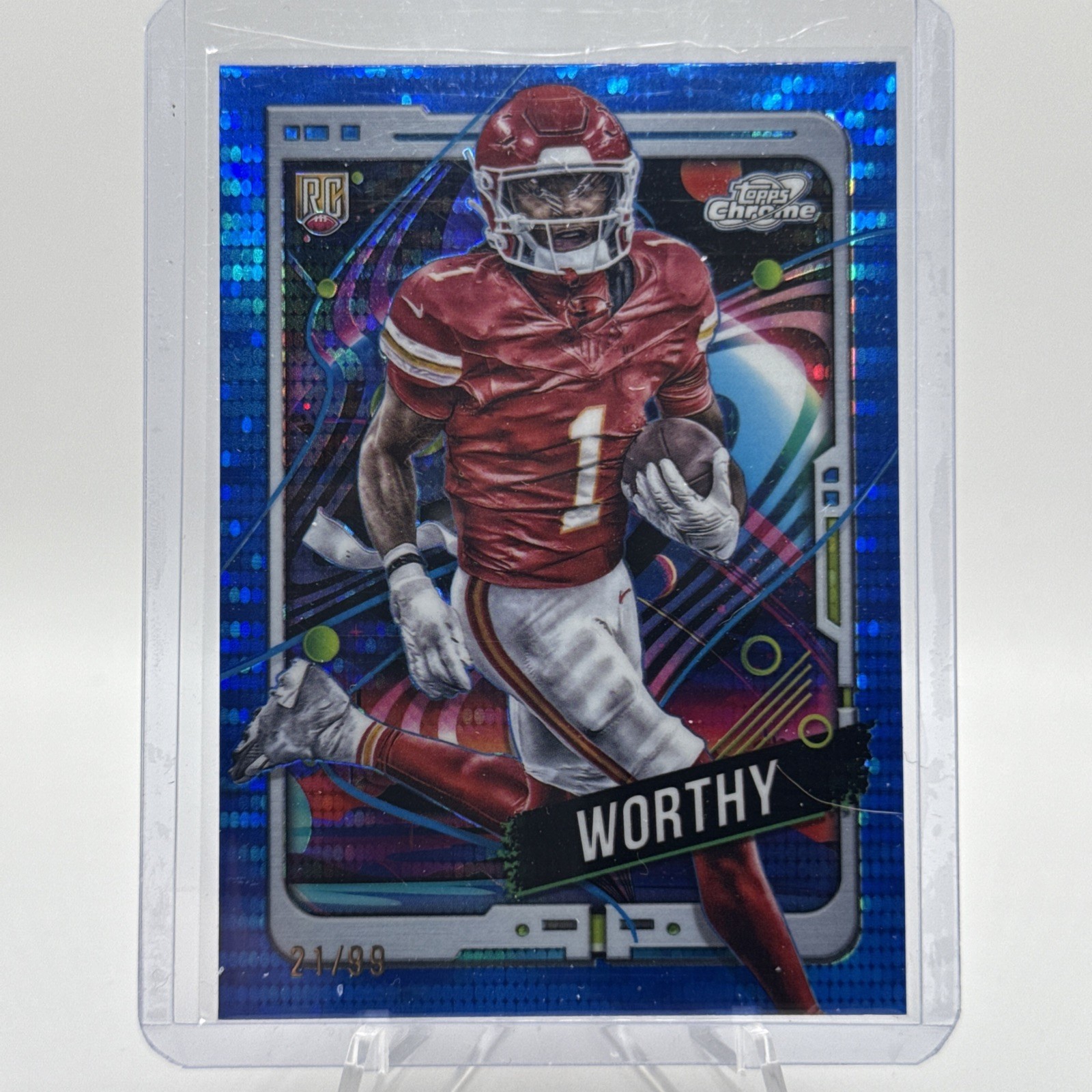 2024 Topps Cosmic Chrome Rookie Xavier Worthy #146 Blue Moon Refractor /99(RC)