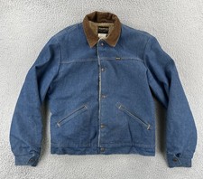 Vtg Maverick Denim Jacket Mens Size 40 Sherpa Fleece Lined Corduroy Collar 70s