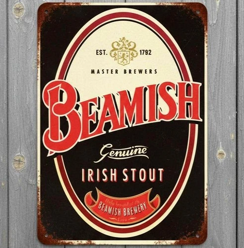 Beamish Genuine Irish Stout Beer 8 x 12 Vintage Novelty Metal Sign Made In USA