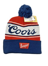Men's Coors Beer Pom Beanie White/Blue/Red