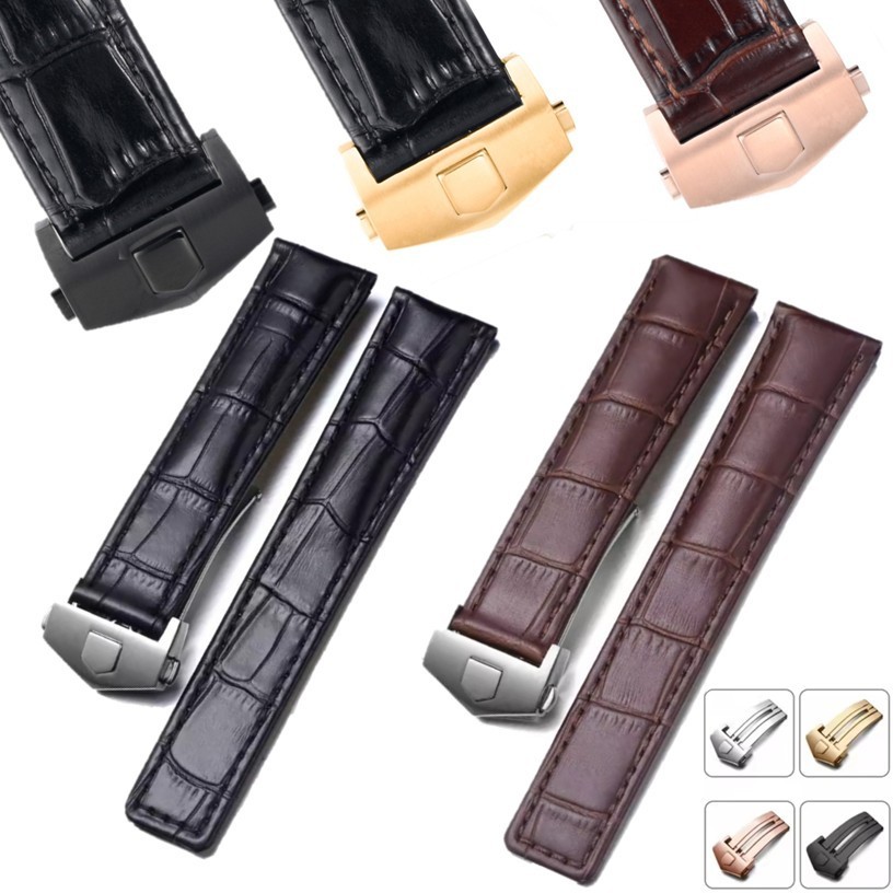 19-20-22mm Leather Watch Band Strap Made For Tag Heuer Carrera Calibre Monaco
