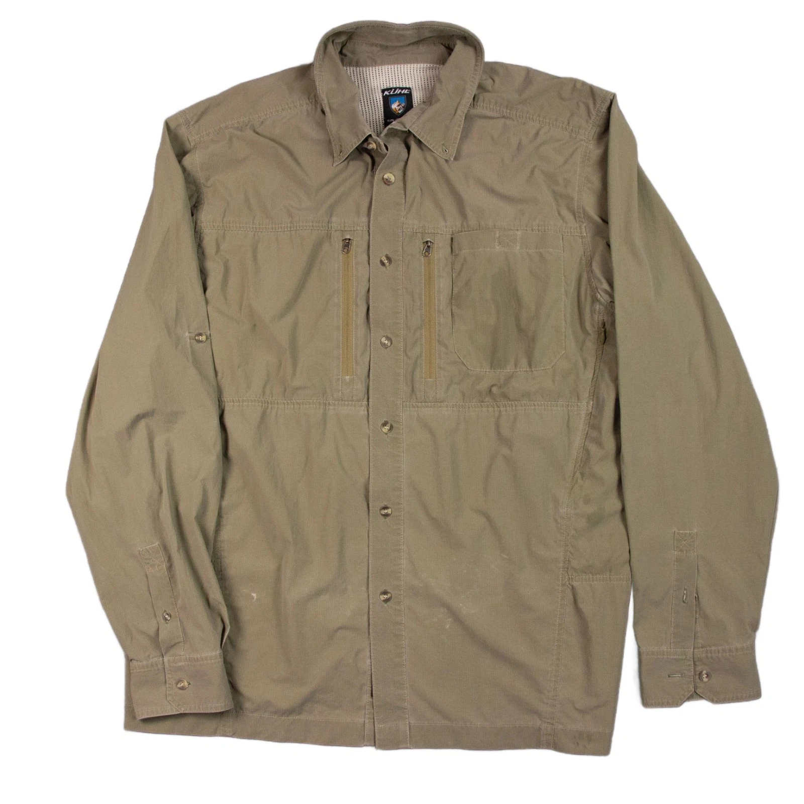 KUHL Shirt Mens L Green Olive Athletik Fit Camp Gorpcore Outdoor Hiking