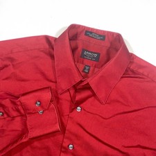 Arrow Mens Classic Fit Wrinkle Free Sateen Dress Shirt Red 17 34/35 Large