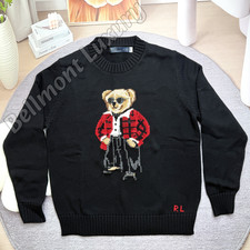 POLO RALPH LAUREN Polo Bear Black Knit Sweater Women s Crewneck Medium NWT