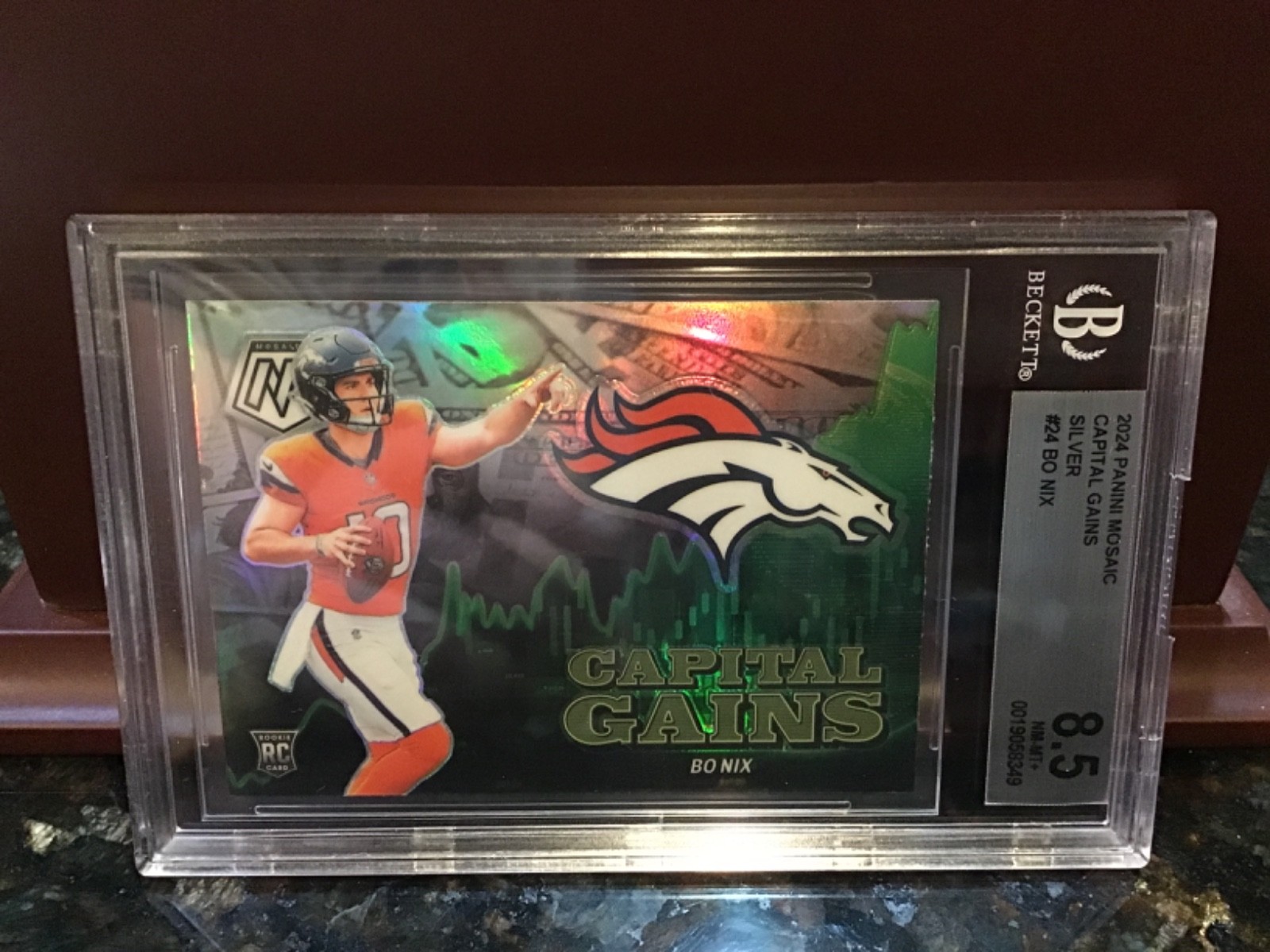 2024 Panini Mosaic - Capital Gains Bo Nix #24 Silver Prizm (RC)