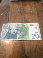 Serbien 20 Dinar Banknote &ndash; Narodna banka Srbije (&bdquo;dvadeset dinara&ldquo;) Einzelst&uuml;ck