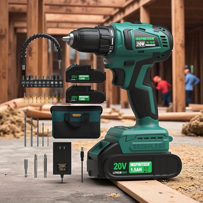 #ad #ad Brushless Power Cordless Drill Set with 2 Batteries Eletric Drill 20V 2 Speed $35.00