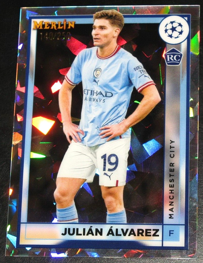 2022-2023 Topps Merlin UEFA Club Julian Alvarez Atomic Refractor # 140/250 RC