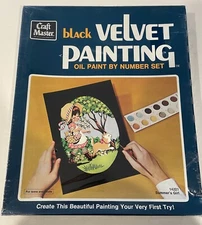 1974 Black Velvet Paint By Number Kit - By Craft Master- 'SUMMER'S GIRL'-- NEW!