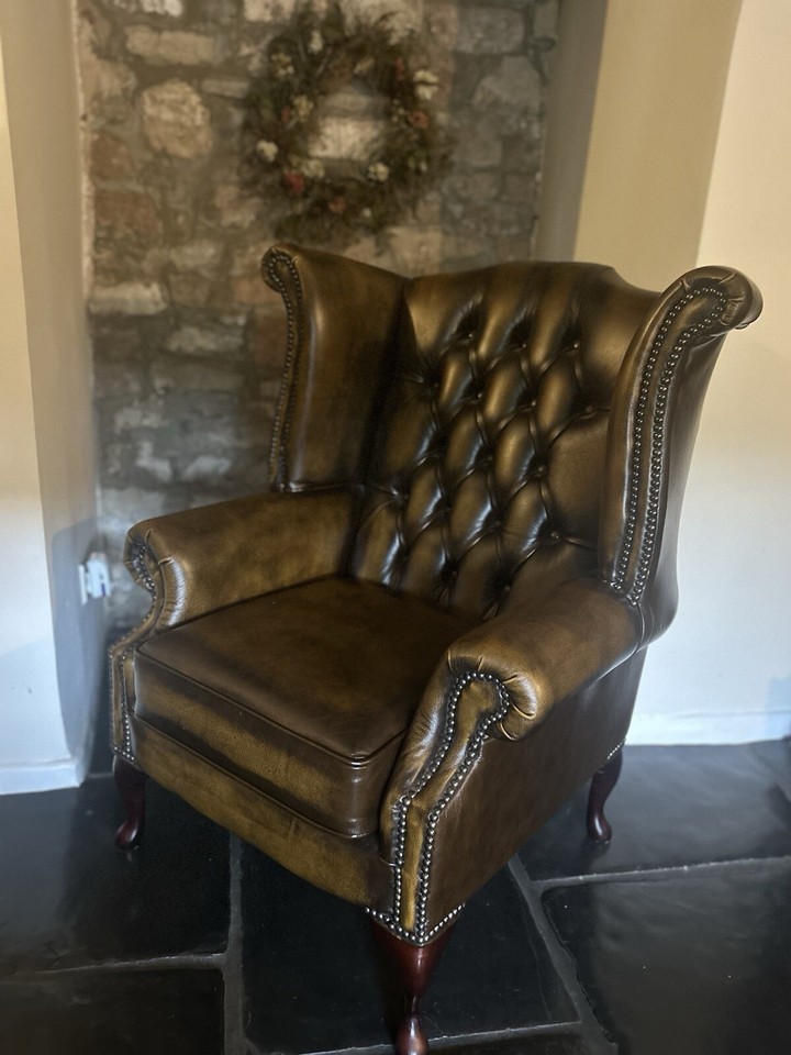 Chesterfield sofa Bed And Queen Anne Chair eBay