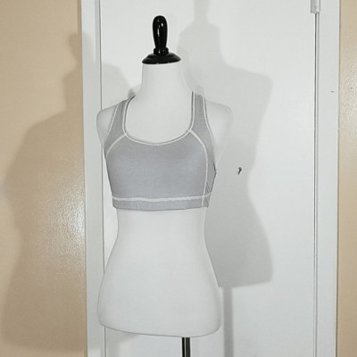lululemon athletica take 2 bra Wee Stripe Heathered Slate White reversible Sz 6