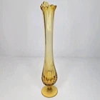 Fenton Swung Vase Thumbprint Amber Stretch Pedestal Footed MCM 17"
