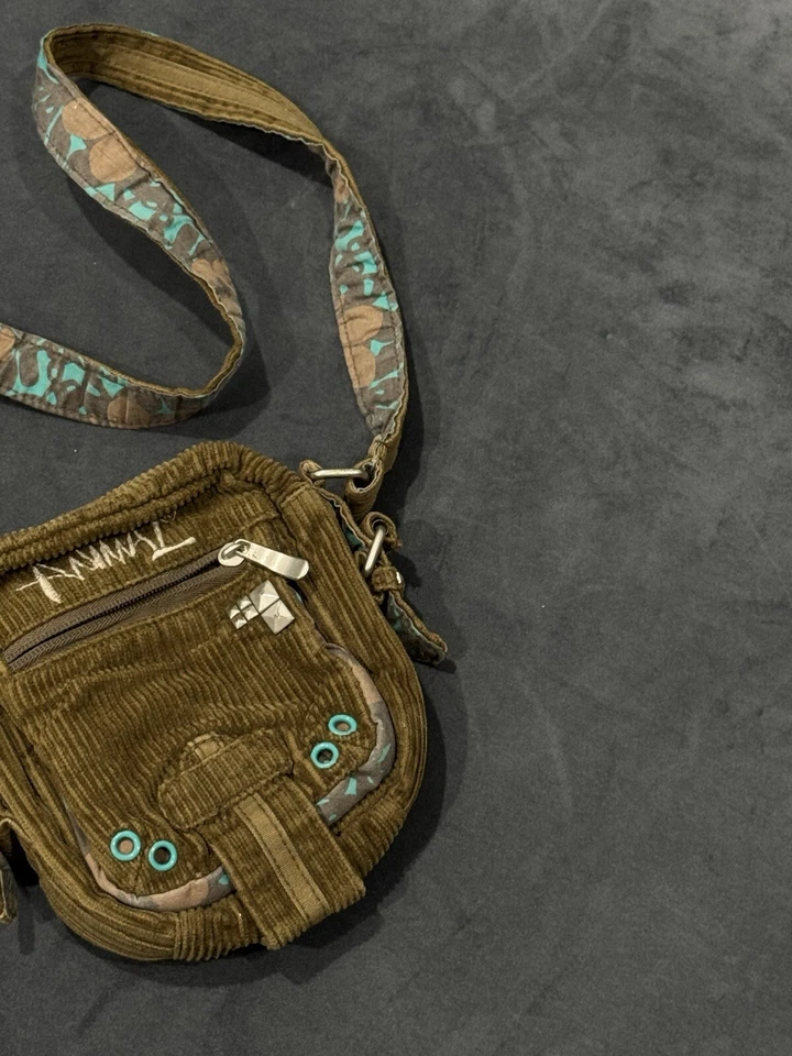 Lindo bolso de hombro vintage de carga multibolsillo pana vanguardia animal Y2K Foto 3 de 4