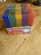 Proguard 25-Ct Slim DVD Durable Storage Cases Plastic CD Case Asst Colors New