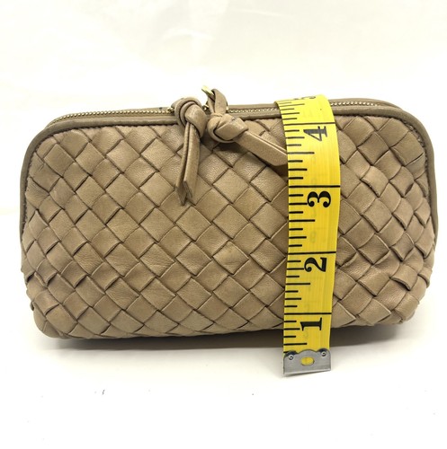 BOTTEGA VENETA Mini Pochette in Pelle Intrecciata con Zip Beige Autentica - Foto 6 di 20