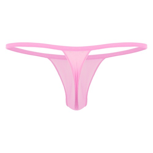 Men Sissy Sheer Mesh Micro Thongs T-back Panties Solid Color Low Rise Underpants - Picture 22 of 26