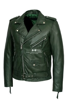 Brando Noir Homme Neuf Motard Cruiser Style Véritable Cuir D'Agneau Veste Mode E - Foto 6
