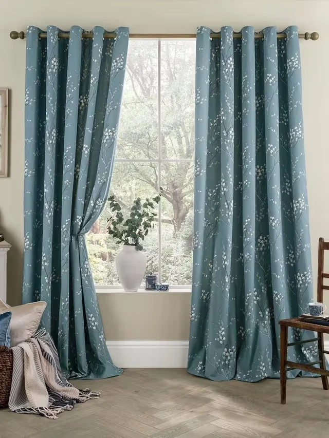 Laura Ashley Pussy Willow Pair Lined Eyelet Curtains, Dark Seaspray W167 L183cm - Image 2 of 2