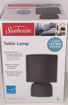 ( 1 ) Sunbeam Table Lamp Black LED Bulb Included SaveEnergy BRAND NEW