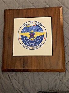 Vintage Navel Air Station Alameda, California Large Mahogany Tile